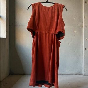 Fashion Union Rust Suede Sleeveless Midi Dress
